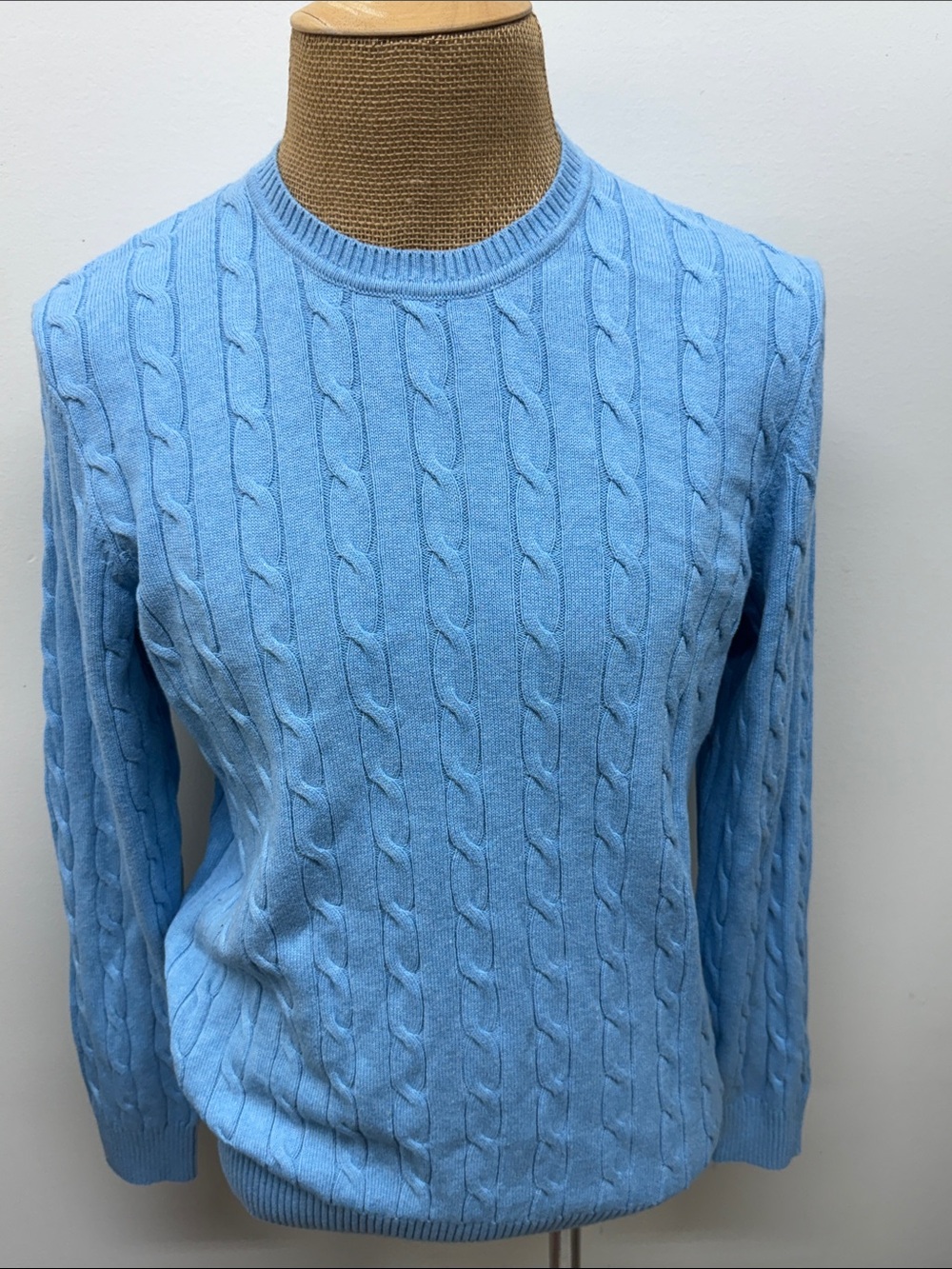 Club Room Light Blue Cable Knit Crewneck Sweater